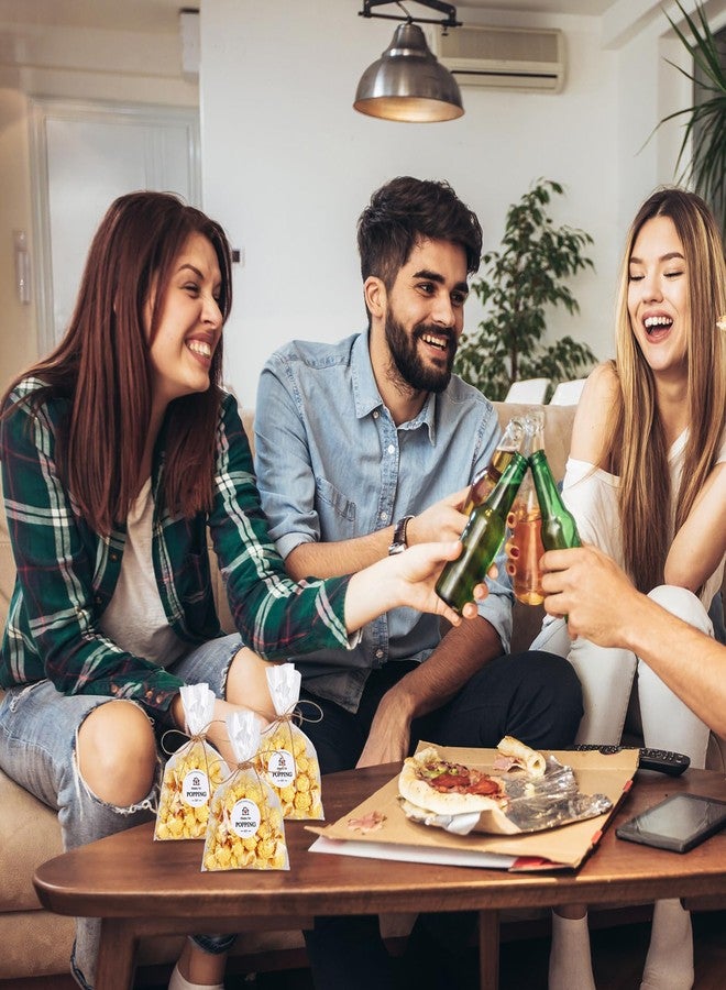 ١٠٠ كيس هدايا شفاف للفشار مع ملصقات، شكرًا لزيارتكم! أكياس فشار مع خيوط من الجوت، أكياس هدايا لحفلات استقبال المنزل الجديد - Image 5